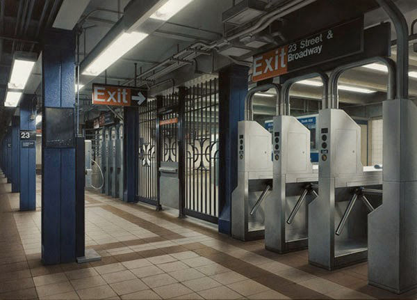 Surreal paintings: The New York subway is more real than the camera captures