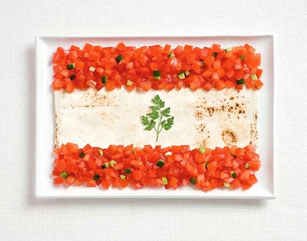 Flags of various countries made of food. Learn knowledge while enjoying delicious food--top emoticon